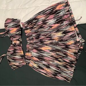 No Boundaries High Waist Pink and Orange Shorts and Top Set